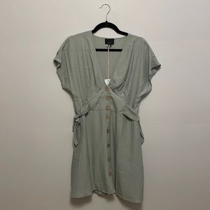 NWT Lumiere Sage Green Button-Up Dress